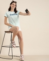 Shop Women's Blue Typography T-shirt-Full