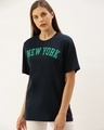 Shop Women's Blue Typography T-shirt-Front
