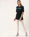 Shop Women's Blue Typography T-shirt