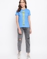 Shop Women's Blue Typography T-shirt-Full