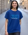 Shop Women's Blue Vichitra Prani Graphic Printed Boyfriend T-shirt-Front