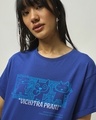 Shop Women's Blue Vichitra Prani Graphic Printed Boyfriend T-shirt