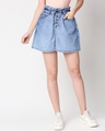 Shop Women's Blue Washed A-Line Mini Denim Skirt-Front