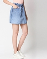 Shop Women's Blue Washed A-Line Mini Denim Skirt-Full