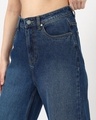 Shop Women's Blue Washed Baggy Straight Fit Jeans