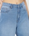 Shop Women's Blue Washed Baggy Straight Fit Jeans