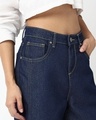 Shop Women's Blue Washed Barrel Fit Jeans
