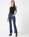 Shop Women's Blue Washed Boot Cut Fit High Waist Jeans-Full