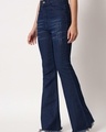 Shop Women's Blue Washed Boot Cut Jeans-Design