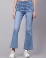 Shop Women's Blue Washed Boot cut Jeans-Front
