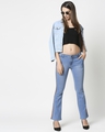 Shop Women's Blue Washed Bootcut Fit High Waist Jeans With Belt Loops-Full