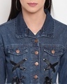 Shop Women's Blue Washed Crop Jacket