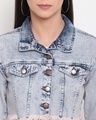 Shop Women's Blue Washed Crop Jacket