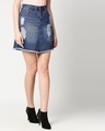 Shop Women's Blue Washed Distressed A-Line Mini Denim Skirt