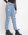 Shop Women's Blue Washed Distressed Boyfriend Fit Jeans-Design