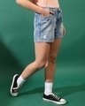 Shop Women's Blue Washed Distressed Denim Shorts-Design