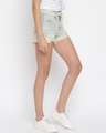Shop Women's Blue Washed Distressed Denim Shorts-Design