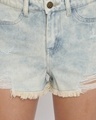 Shop Women's Blue Washed Distressed Denim Shorts