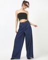 Shop Women's Blue Washed Flared Korean Jeans-Full