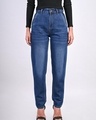 Shop Women's Blue Washed Mom Fit Jeans-Front
