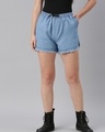 Shop Women's Blue Washed Shorts-Front