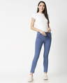 Shop Women's Blue Washed Slim Fit High Waist Jeans-Full
