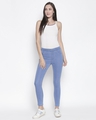 Shop Women's Blue Washed Slim Fit High Waist Jeggings-Full