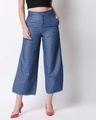 Shop Women's Blue Washed Slim Fit High Waist Palazzo-Front