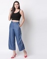 Shop Women's Blue Washed Slim Fit High Waist Palazzo-Full