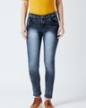 Shop Women's Blue Washed Slim Fit Jeans-Front