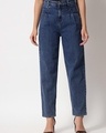 Shop Women's Blue Washed Straight Fit Jeans-Front