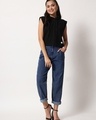 Shop Women's Blue Washed Straight Fit Jeans