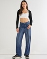 Shop Women's Blue Washed Straight Fit Jeans