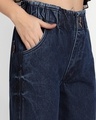 Shop Women's Blue Washed Wide Leg Fit Jeans-Full