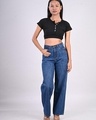 Shop Women's Blue Washed Wide Leg Jeans