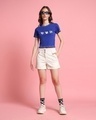Shop Women's Blue Weekend Mood Tom Graphic Printed Slim Fit Short Top-Full