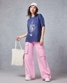 Shop Women's Blue Welcome Home Graphic Printed Oversized T-shirt