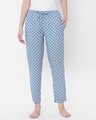 Shop Women's Blue & White All Over Printed Lounge Pants-Front