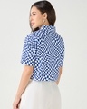 Shop Women's Blue & White All Over Printed Oversized Crop Shirt-Design