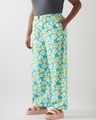 Shop Women's Blue & White All Over Printed Plus Size Wide Leg Pyjamas-Design