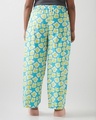 Shop Women's Blue & White All Over Printed Plus Size Wide Leg Pyjamas-Full