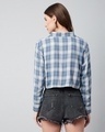 Shop Women's Blue & White Checked Boxy Fit Crop Shirt-Full