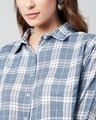 Shop Women's Blue & White Checked Boxy Fit Crop Shirt