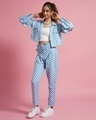 Shop Women's Blue & White Checked Pants-Design