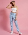 Shop Women's Blue & White Checked Pants-Full