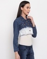 Shop Women's Blue & White Color Block Crop Jacket-Design