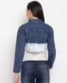 Shop Women's Blue & White Color Block Crop Jacket-Full