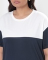 Shop Women's Blue & White Color Block Plus Size Boyfriend T-shirt