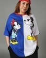 Shop Women's Blue & White Mickey and Mini Oversized Plus Size T-shirt-Front