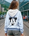 Shop Women's Blue & White Mickey Graphic Printed Oversized Hoodies-Front